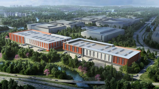 “山河绿”牵手“华为中国红”！高机设备集群助力华为团泊洼项目