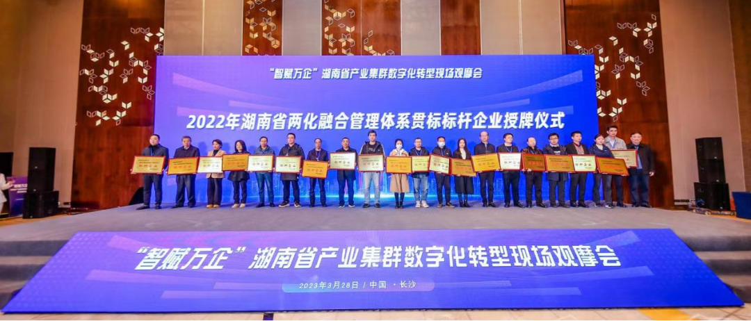 点赞！获评2022年度湖南省两化融合管理体系贯标标杆企业